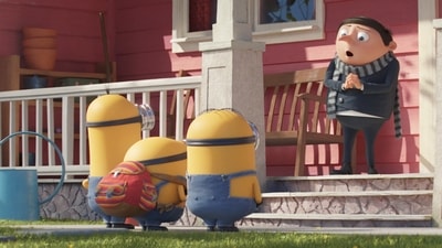 This image released by Universal Pictures shows characters, from left, Kevin, Bob, Stuart, and Gru, voiced by Steve Carell, in a scene from "Minions: The Rise of Gru." (Illumination Entertainment/Universal Pictures via AP) (AP) This image released by Universal Pictures shows characters, from left, Kevin, Bob, Stuart, and Gru, voiced by Steve Carell, in a scene from "Minions: The Rise of Gru." (Illumination Entertainment/Universal Pictures via AP) (AP)
