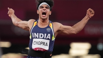 Neeraj Chopra won the gold medal with his throw of 86.69 metres at the Kuortane Games 2022 (PTI) Neeraj Chopra won the gold medal with his throw of 86.69 metres at the Kuortane Games 2022 (PTI)