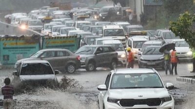 New Delhi: Waterlogging on a road amid monsoon rains, in New Delhi, Thursday, June 30, 2022. (PTI)