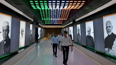 Visitors at the Pradhanmantri Sangrahalaya in New Delhi. (ANI Photo)