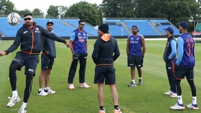 Team India players during a practice session in Ireland. (Twitter/BCCI) Team India players during a practice session in Ireland. (Twitter/BCCI)