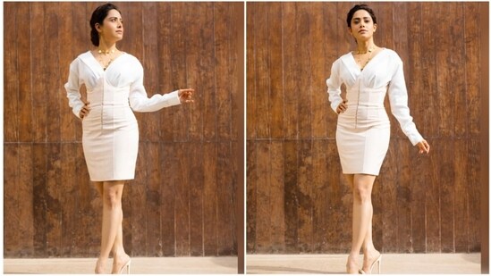 Nushrat Bharucha has the perfect outfit idea for a date night.  In his previous Instagram post, the pyaar ka punchname actor showed how to keep it minimalist in an off-white bustier skirt paired with a loose white shirt. (Instagram / nushrattbharuccha)