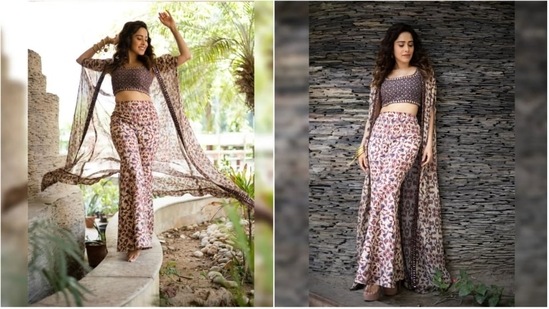 This boho-chic outfit, which comes with a printed crop top, flared pants and matching See-Through cape, is very simple yet very trendy. (Instagram / @ nushrrattbharuccha)