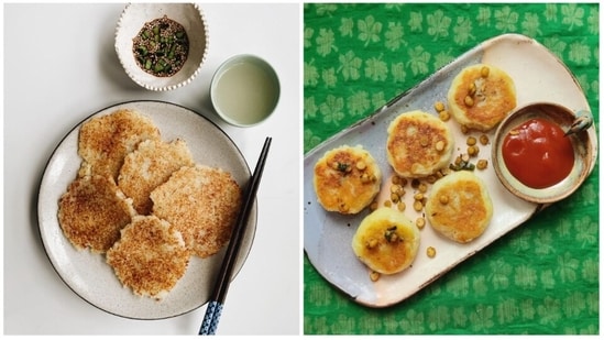 Gamja-jeon and Aloo Tikki: gamja-jeon are grated potatoes that are pan-fried and made into pancakes, just like the delicious Indian Aloo Tikki.  (Instagram/@malvikas_kitchen/@parifairry)