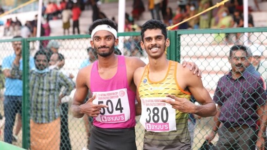 Jeswin Aldrin (L) and Murali Sreeshankar(Athletics Federation of India)