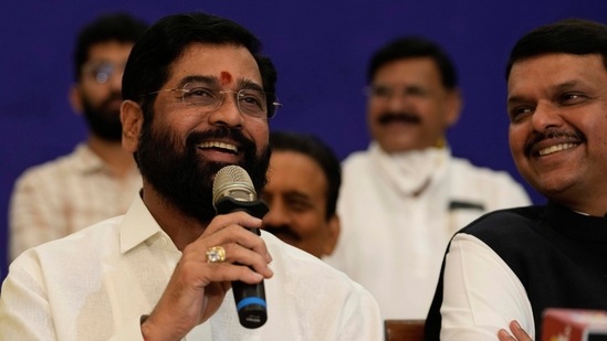 Eknath Shinde, the newly sworn-in Maharashtra chief minister.(AP)