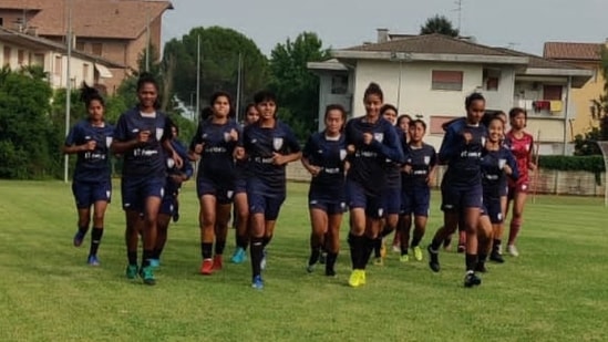 File photo of India's U17 women's football team.(Twitter/IndianFootball) File photo of India's U17 women's football team.(Twitter/IndianFootball)