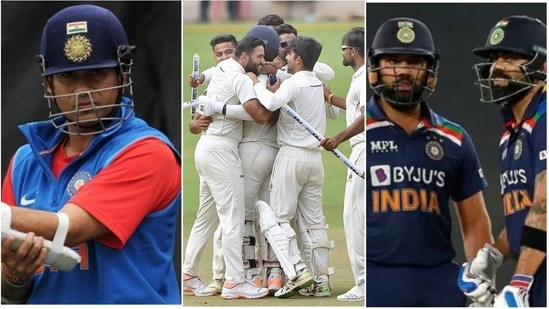 From L to R: Sachin Tendulkar, MP players celebrating the Ranji Trophy title, Rohit Sharma with Virat Kohli (Getty/PTI)