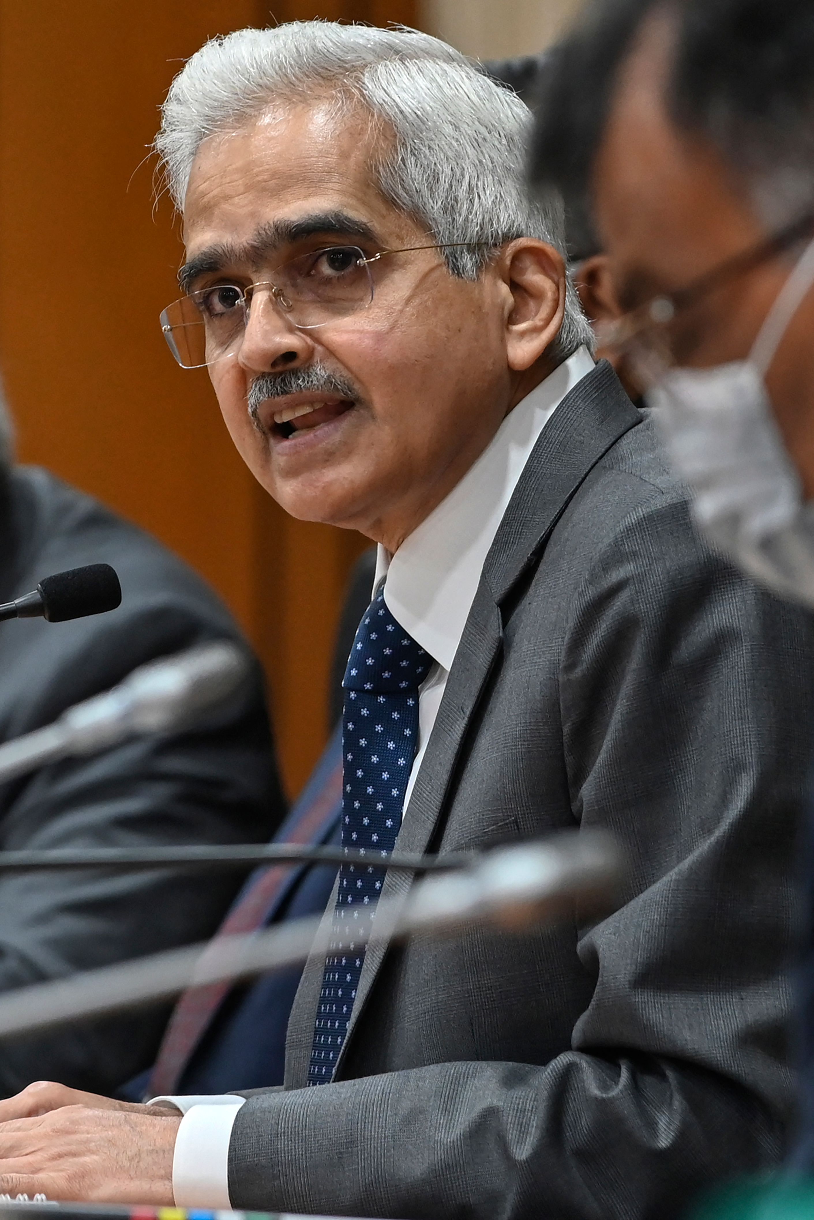 RBI governor Shaktikanta Das addresses a press conference in Mumbai on June 8, 2022. &nbsp;(Photo by Indranil MUKHERJEE / AFP) (AFP)
