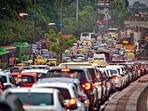 A massive traffic jam seen on Ring Road at Ashram Chowk in New Delhi, India, on Friday, July 1, 2022. (Photo by Sanchit Khanna/Hindustan Times) A massive traffic jam seen on Ring Road at Ashram Chowk in New Delhi, India, on Friday, July 1, 2022. (Photo by Sanchit Khanna/Hindustan Times)