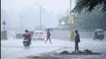 Motorists drive in heavy rain on Marol-Aarey road on Friday. Vijay Bate/HT Photo