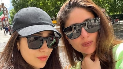 Karisma Kapoor with Kareena Kapoor in London. Karisma Kapoor with Kareena Kapoor in London.