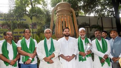 Four All India Majlis-E-Ittehadul Muslimeen (AIMIM) legislators switched to the Rashtriya Janata Dal (RJD) in Bihar on Thursday. (PTI) Four All India Majlis-E-Ittehadul Muslimeen (AIMIM) legislators switched to the Rashtriya Janata Dal (RJD) in Bihar on Thursday. (PTI)