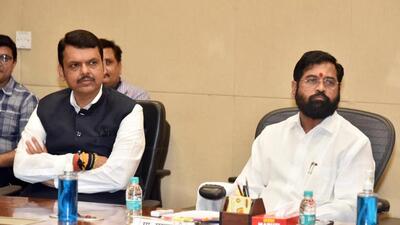Maharashtra CM Eknath Shinde with state deputy CM Devendra Fadnavis chaired a meeting of the State disaster management department, at Mantralaya in Mumbai on Friday. (ANI Photo/Eknath Shinde Twitter) Maharashtra CM Eknath Shinde with state deputy CM Devendra Fadnavis chaired a meeting of the State disaster management department, at Mantralaya in Mumbai on Friday. (ANI Photo/Eknath Shinde Twitter)