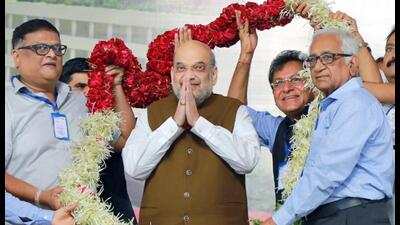 Union home minister Amit Shah in Gandhinagar on Friday. (ANI) Union home minister Amit Shah in Gandhinagar on Friday. (ANI)