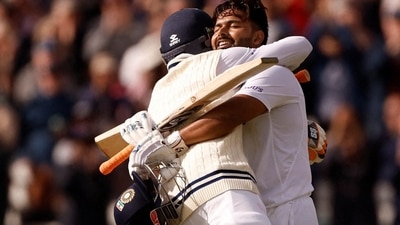 India's Rishabh Pant celebrates reaching his century with Ravindra Jadeja (Action Images via Reuters)
