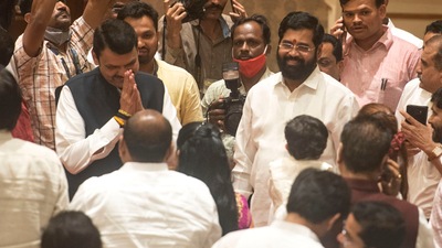 Fadnavis became the deputy chief minister while Eknath Shinde was sworn in as the chief minister. (Satish Bate/HT PHOTO) Fadnavis became the deputy chief minister while Eknath Shinde was sworn in as the chief minister. (Satish Bate/HT PHOTO)