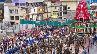 Jagannath Yatra: Chariot of Lord Jagannath being pulled towards the Singhdwar, ahead of the Rath Yatra festival, in Puri, (PTI) Jagannath Yatra: Chariot of Lord Jagannath being pulled towards the Singhdwar, ahead of the Rath Yatra festival, in Puri, (PTI)