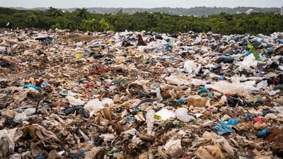 The Pakistan cabinet was informed that the country annually produces 30 million tonnes of waste in addition to annually importing 80,000 tonnes of bundled waste from across the world (Representative image/AFP) The Pakistan cabinet was informed that the country annually produces 30 million tonnes of waste in addition to annually importing 80,000 tonnes of bundled waste from across the world (Representative image/AFP)