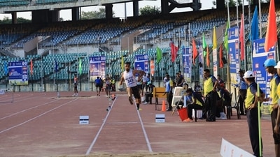 Triple jumper Abdulla Aboobacker. (AFI) Triple jumper Abdulla Aboobacker. (AFI)