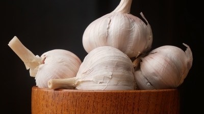 Garlic: Add it to your curries, soups or have it raw, garlic has amazing properties to burn cholesterol. Allicin and other compounds in garlic lower cholesterol by up to 90 per cent, says Nmami. (Unsplash) Garlic: Add it to your curries, soups or have it raw, garlic has amazing properties to burn cholesterol. Allicin and other compounds in garlic lower cholesterol by up to 90 per cent, says Nmami. (Unsplash)