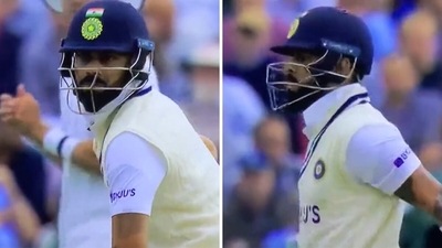 Virat Kohli was welcomed to the crease with a few words from England's fielders. (Screengrab/Sony Liv) Virat Kohli was welcomed to the crease with a few words from England's fielders. (Screengrab/Sony Liv)