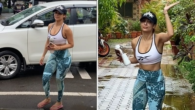 Malaika Arora is back from her Paris vacation with Arjun Kapoor. She was spotted at her yoga studio in gymwear on Friday. (Varinder Chawla) 