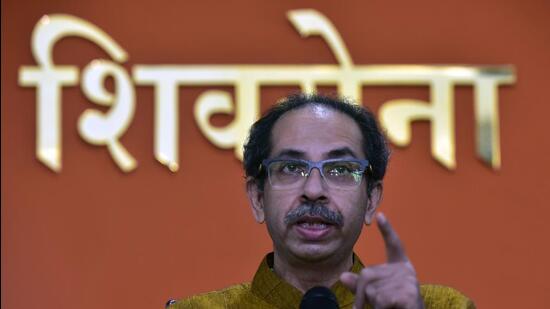 Uddhav Thackeray was speaking at Sena Bhavan in front of the media and Shiv Sena supporters for the first time after resigning as chief minister on Wednesday evening.(Anshuman Poyrekar/HT PHOTO)