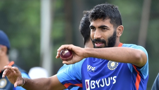 India's Jasprit Bumrah prepares to bowl in the nets during a training session(AP)