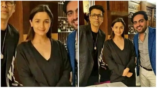 Alia Bhatt with Karan Johar in London.&nbsp;