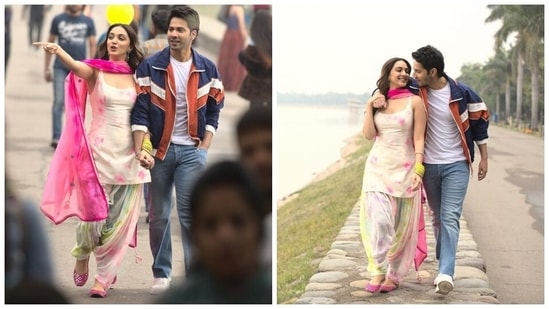 If you are looking for a summer-ready traditional outfit, this Patiala suit by Akanksha Gajria, which Kiara donned for a scene in JugJugg Jeeyo, could be your inspiration. She wore a cream-coloured floral printed Kurti with matching Patiala salwar, pink dupatta, colourful bangles, embellished juttis, open tresses and minimal makeup to round it all off.(Instagram)