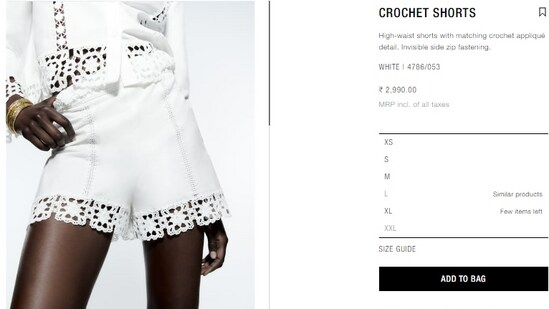 The white crochet shorts.(zara.com)