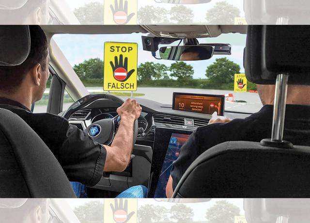 The car relies on GPS coordinates, mapping information and a camera to differentiate between right and wrong paths The car relies on GPS coordinates, mapping information and a camera to differentiate between right and wrong paths