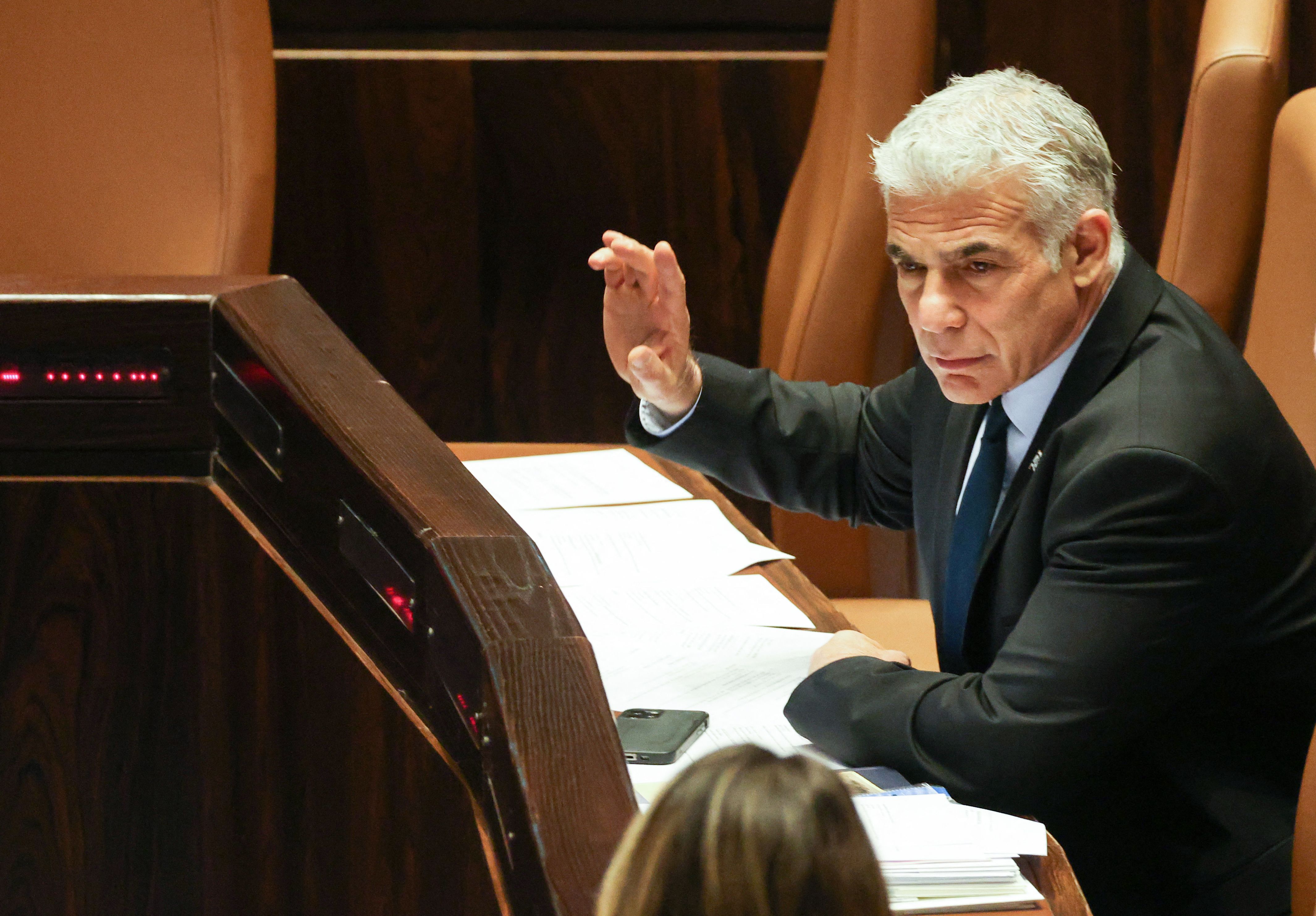On his first day in office, Lapid's first agenda is to hold the meeting with Ronen Bar, the head of the Shin Bet security agency, at the Kirya military headquarters in Tel Aviv. (AFP) On his first day in office, Lapid's first agenda is to hold the meeting with Ronen Bar, the head of the Shin Bet security agency, at the Kirya military headquarters in Tel Aviv. (AFP)
