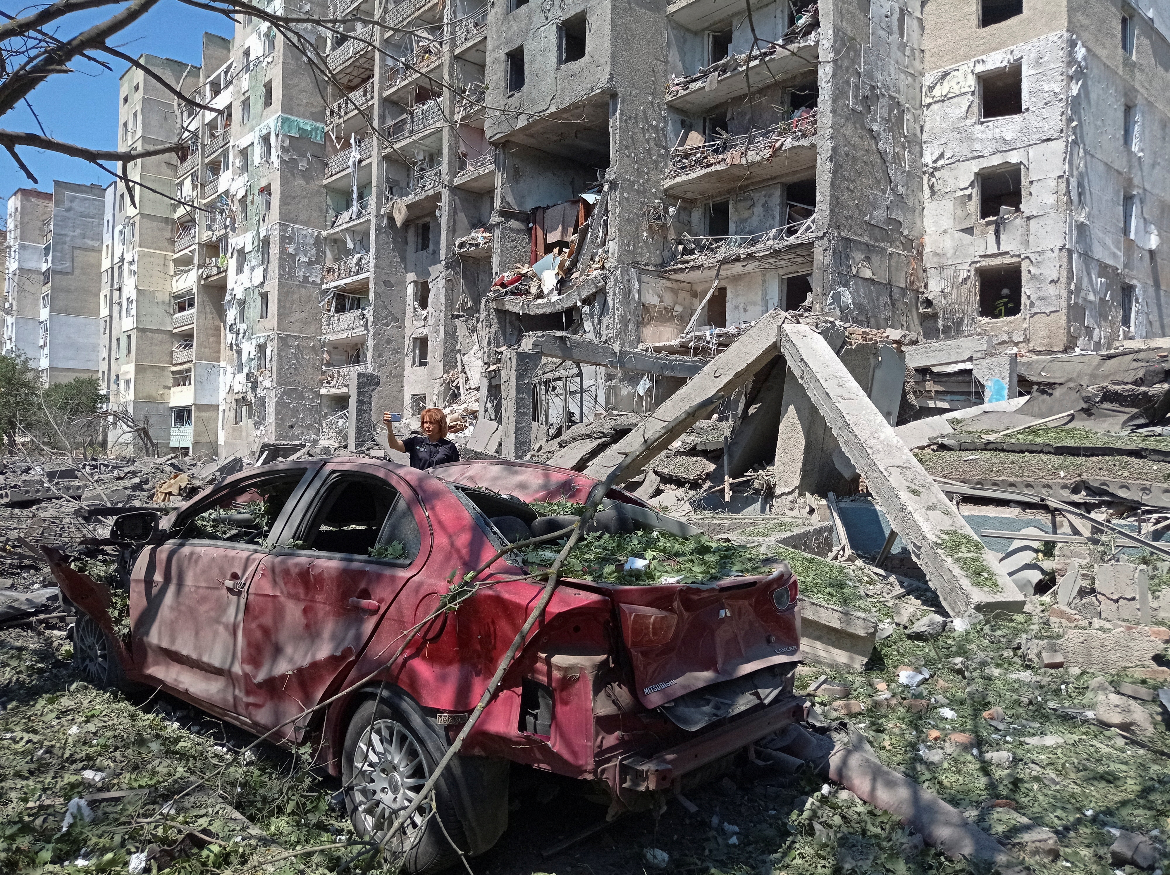 A general view of a residential building damaged by a Russian missile strike, as Russia's attack on Ukraine continues, in the village of Serhiivka, Odesa region, on July 1, 2022. (REUTERS)