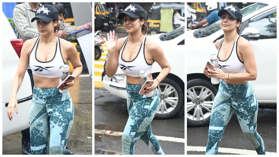 Malaika Arora dazzles in a sports bra and gym leggings.  (HT Photo/Varinder Chawla)