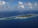 An aerial view shows of Itu Aba, which the Taiwanese call Taiping, in the South China Sea.