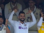 Virat Kohli celebrates Ravindra Jadeja's century.(Twitter/@attitudegirl___) Virat Kohli celebrates Ravindra Jadeja's century.(Twitter/@attitudegirl___)