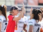 File photo of coach Janneke Schopman with India women's hockey players(Twitter/TheHockeyIndia) File photo of coach Janneke Schopman with India women's hockey players(Twitter/TheHockeyIndia)