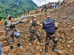 In this handout photo released by the Indian Army and taken on July 2, 2022, soldiers and disaster relief teams search for survivors and victims after a landslide in Noney district, some 50 Km from Manipur's capital Imphal. (Photo by INDIAN ARMY/AFP) In this handout photo released by the Indian Army and taken on July 2, 2022, soldiers and disaster relief teams search for survivors and victims after a landslide in Noney district, some 50 Km from Manipur's capital Imphal. (Photo by INDIAN ARMY/AFP)