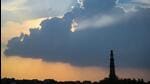 Clouds over the Qutub Minar in Delhi on Saturday. (Amal KS/HT Photo) Clouds over the Qutub Minar in Delhi on Saturday. (Amal KS/HT Photo)