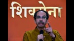 Shiv Sena chief Uddhav Thackeray addresses the media during a press conference, Mumbai, July 1, 2022 (Anshuman Poyrekar/HT PHOTO) Shiv Sena chief Uddhav Thackeray addresses the media during a press conference, Mumbai, July 1, 2022 (Anshuman Poyrekar/HT PHOTO)