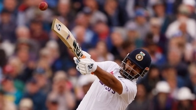 India vs England, Edgbaston, Birmingham: India's Rishabh Pant hits a four off the bowling of England's James Anderson (Action Images via Reuters)