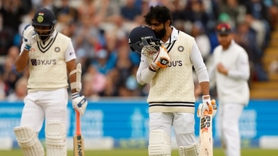 Ravindra Jadeja celebrates reaching his century against England. (Action Images via Reuters)