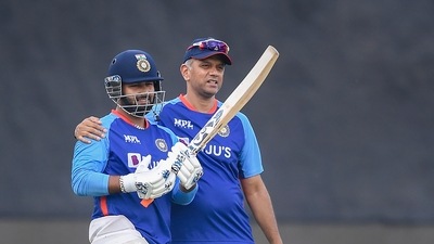 India cricket team head coach Rahul Dravid with player Rishabh Pant (PTI) India cricket team head coach Rahul Dravid with player Rishabh Pant (PTI)