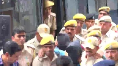 The accused in the murder of Udaipur tailor Kanhaiya Lal being taken to the NIA court. (Twitter/ANI) The accused in the murder of Udaipur tailor Kanhaiya Lal being taken to the NIA court. (Twitter/ANI)