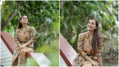 Dia Mirza sets major sustainable fashion goals in this multi-coloured floral chic co-ord set. (Instagram/@diamirzaofficial)