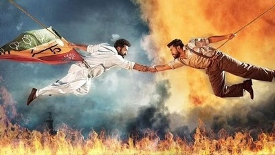 Jr NTR and Ram Charan in a still from RRR.&nbsp;