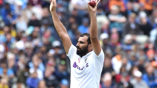 India's Mohammed Shami gestures during the second day of the fifth cricket Test.(AP)