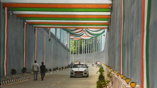 The Benito Juarez underpass on Ring Road in New Delhi. (Vipin Kumar/HT photo)